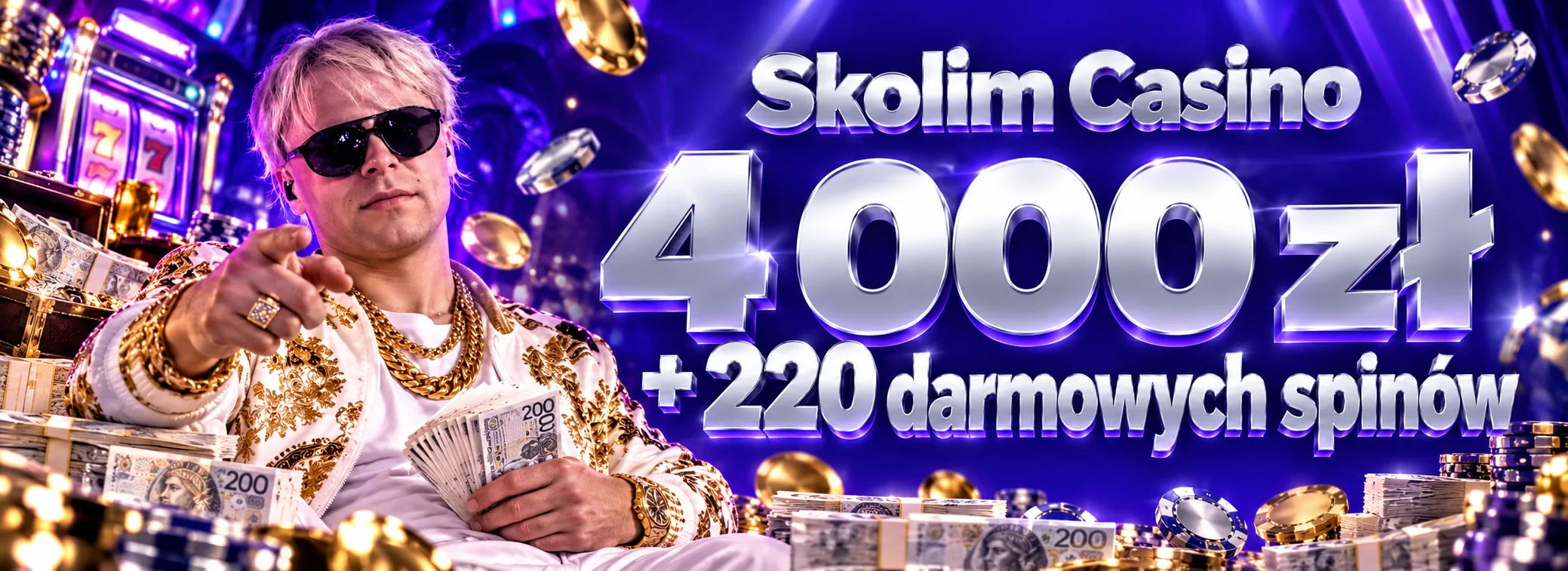 Skolim Casino — Pakiet powitalny 130% do 4 000 zł i 220 darmowych spinów — 4 000 zł + 220 DS